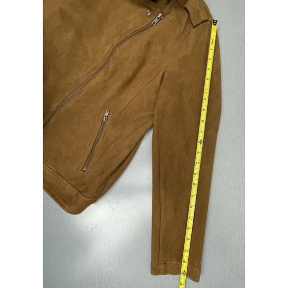 Style & Co Women's  Brown Faux Suede Moto Jacket Size Large - Picture 15 of 16